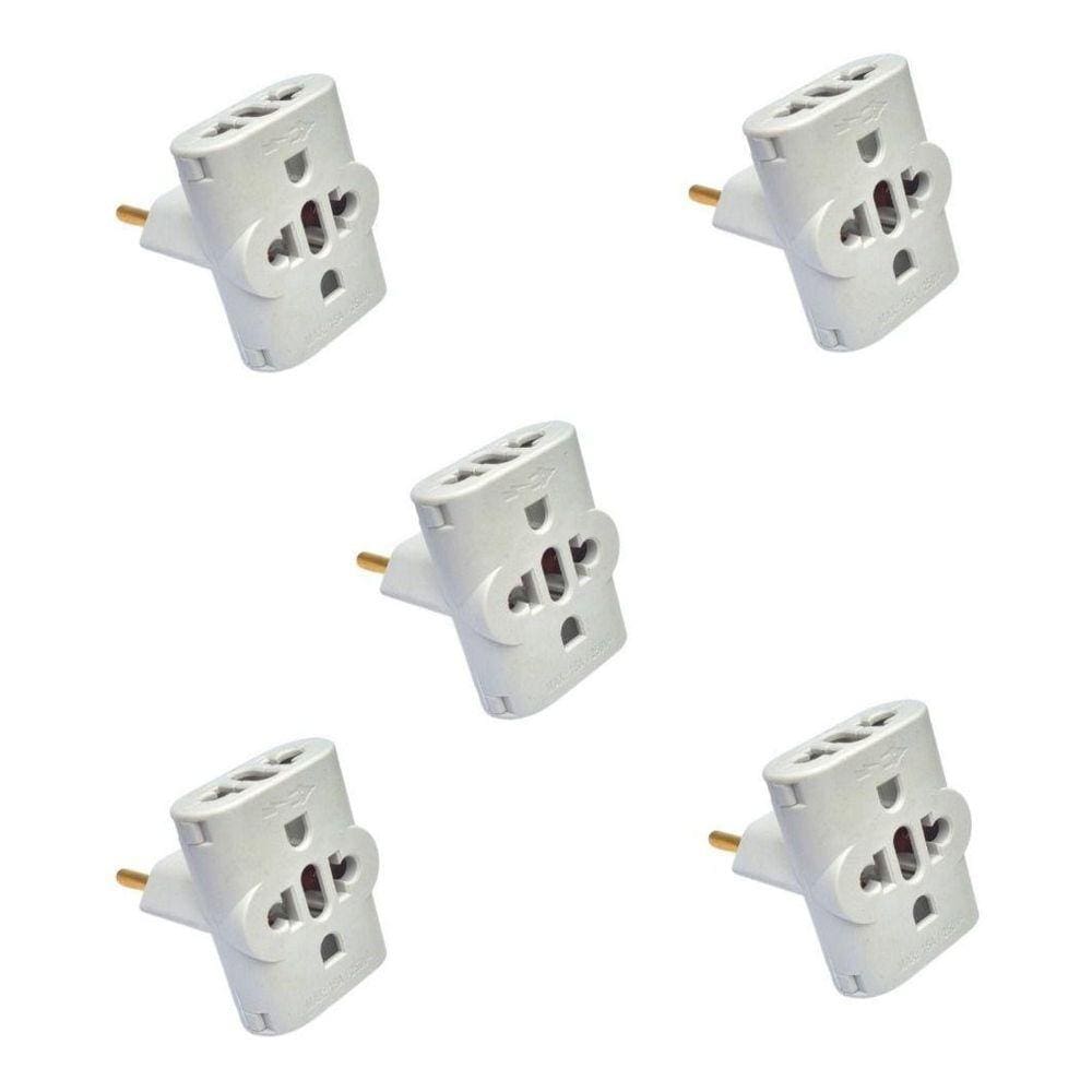 Kit Com 5 Adaptador Pino Universal Tomada Benjamim T 10A/20A