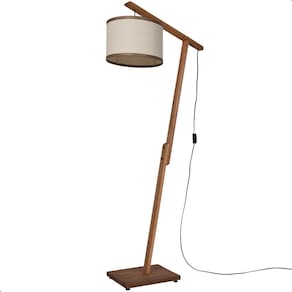 Luminária de Chão Aurora com Pés de Madeira e Palha Natural 160cm
