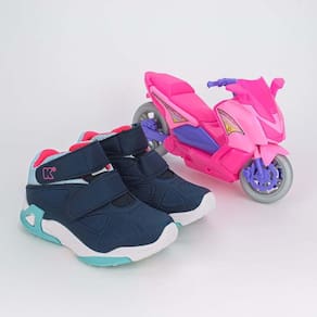 Tênis Infantil Cano Alto Kidy Play Motinha Marinho e Pink