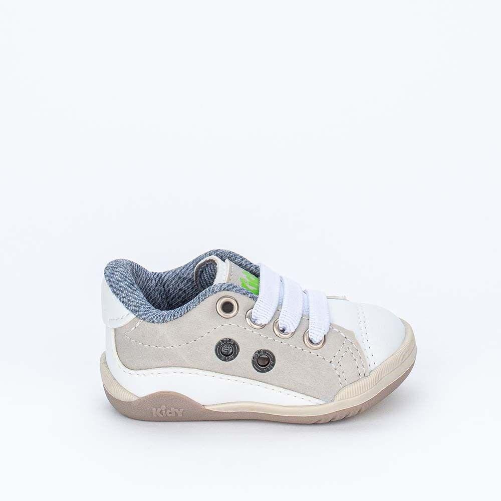 Sapato Bebê Menino Kidy Colors Casual Natural e Branco