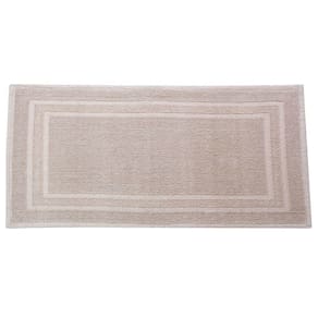 Tapete Passadeira de Quarto/banheiro Jacquard Retangular Vizapi Mykonos 50x100cm Bege Amendoa