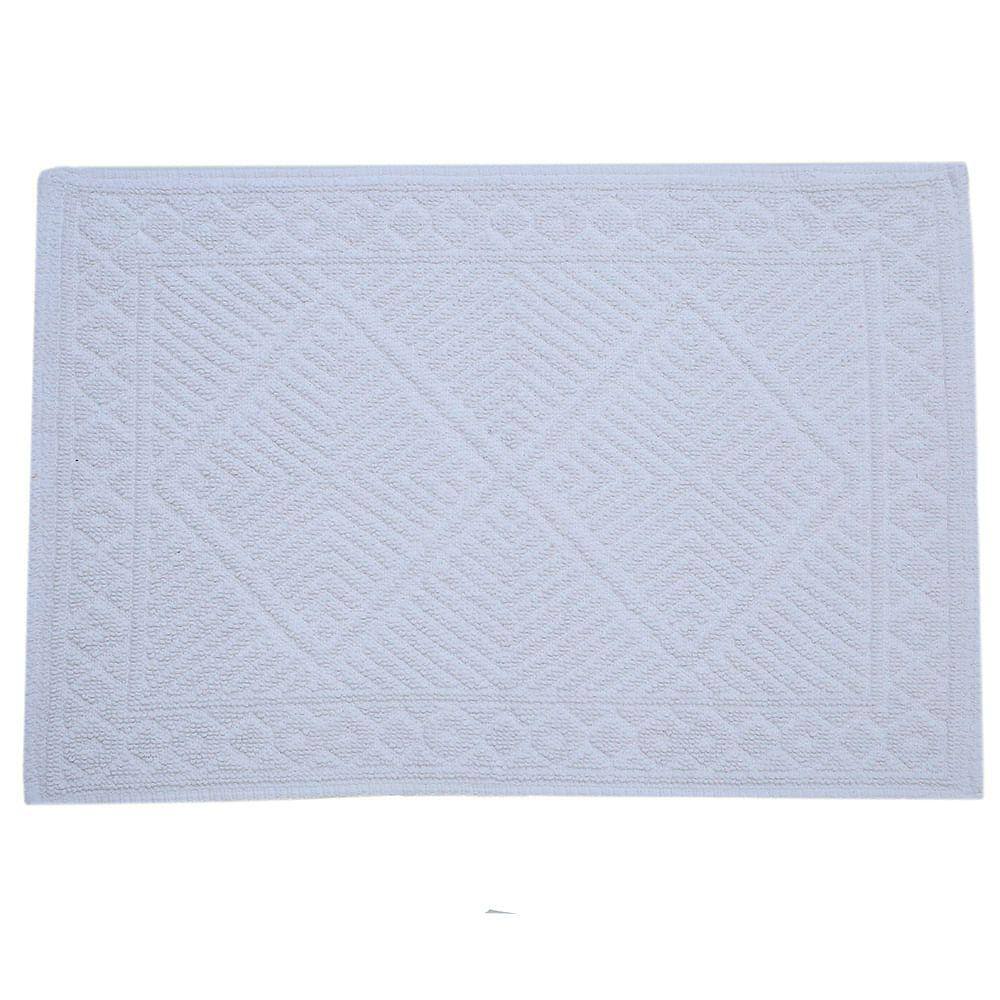 Tapete de Banheiro Jacquard Retangular Vizapi Santorini 50x70cm Branco