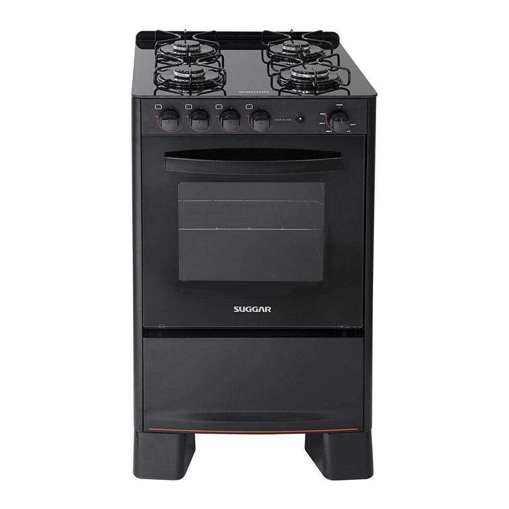 Fogão Cook Glass 4 queimadores Preto FGVCG410PT Suggar