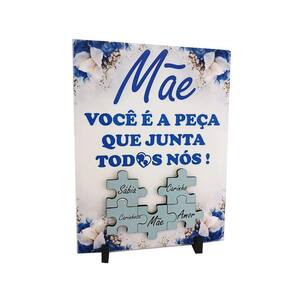 Porta Retrato Presente Azulejo Personalizado dias das Mães - Mãe você é a peça