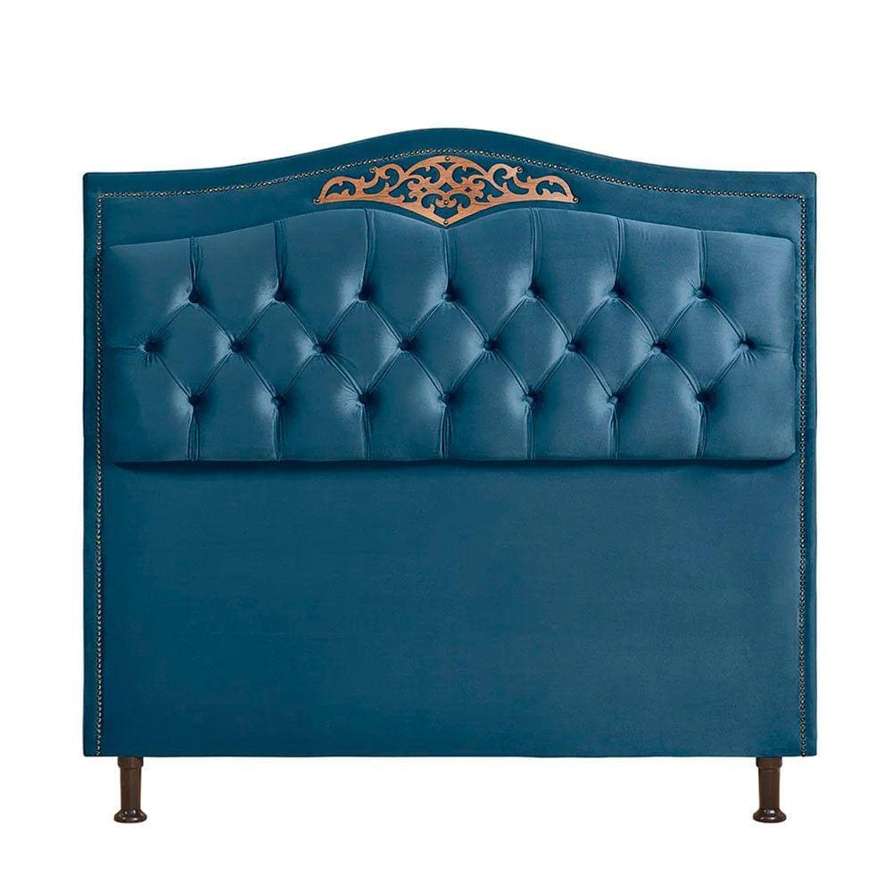 Cabeceira Cama Box Casal 140 Cm Estofada Luxor Azul Holanda Plus Speciale Home