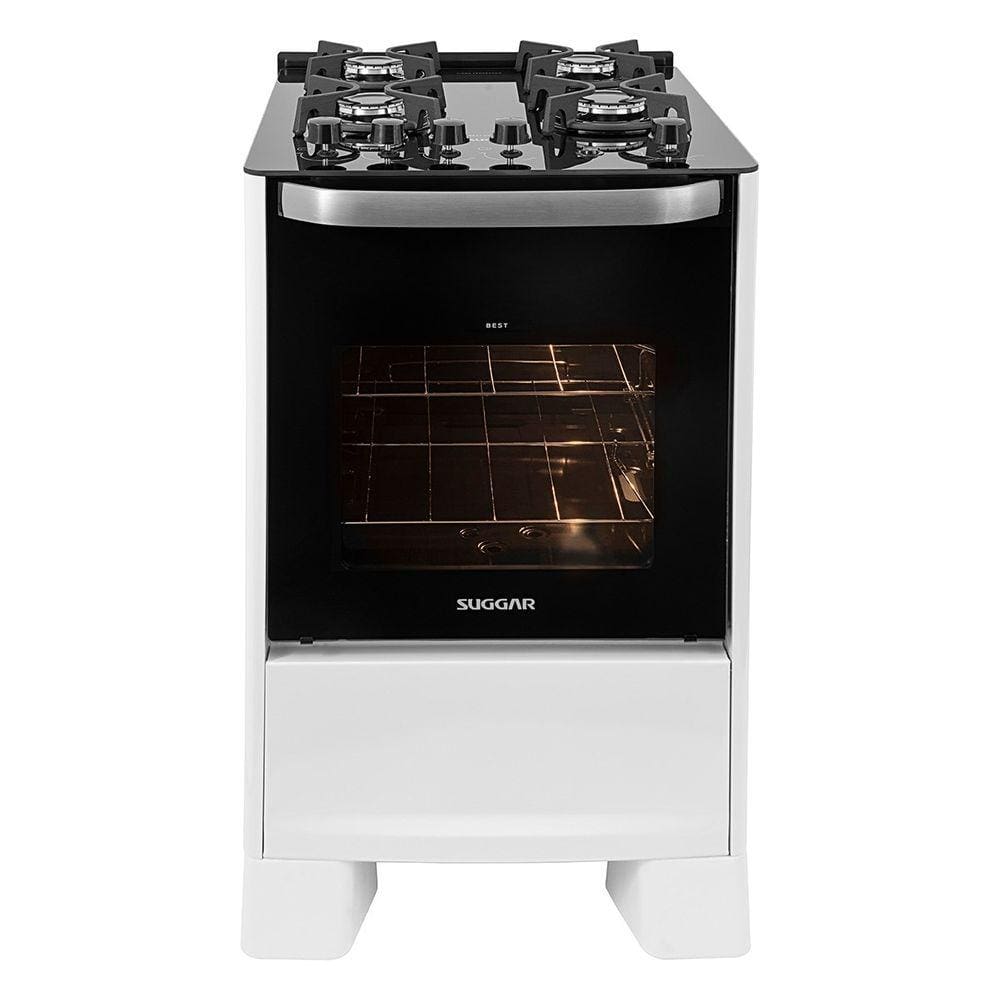 Fogão Best Glass 4 Queimadores Branco Bivolt FGVBG410BR Suggar