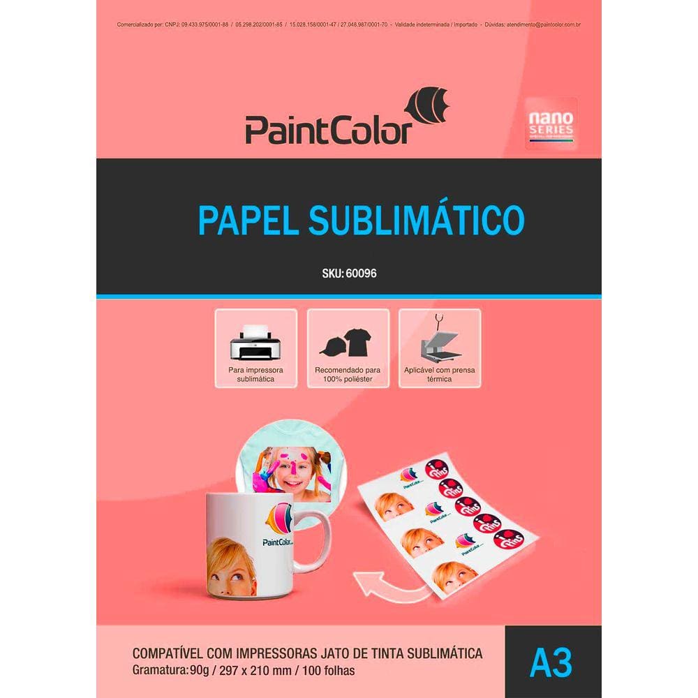 Papel Sublimático Nano A3 - 90g - 100 folhas