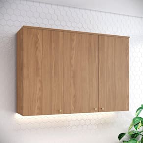 Armário Aéreo 3 Portas 120cm Yasmin Espresso Móveis Marrom