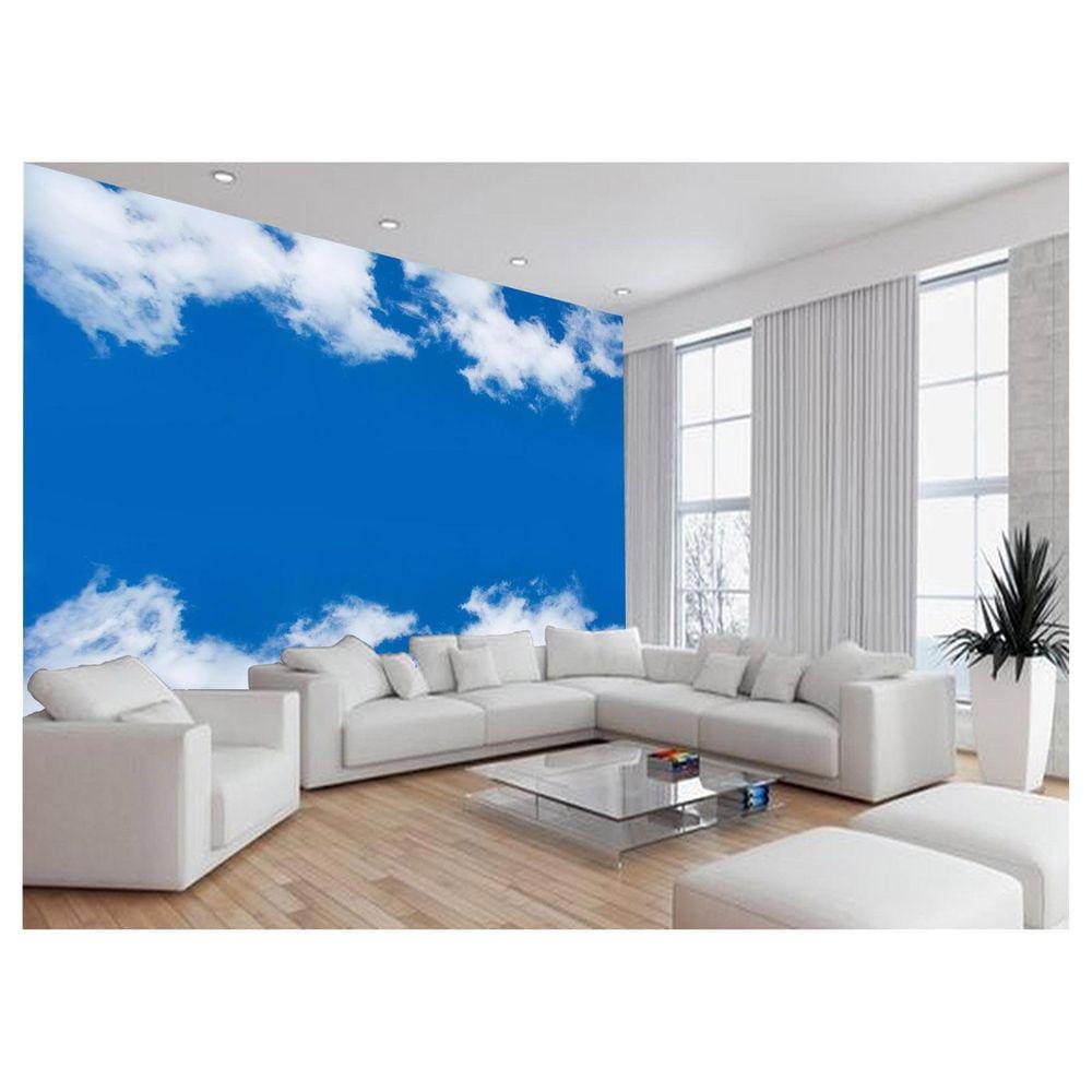 Papel De Parede 3D Religioso Céu Azul Nuvens Teto 3,5M Rl76