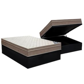Cama Box Baú Casal: Colchão Molas Ortobom SuperPocket Light Saúde + Base CRC Suede Black(138x188)