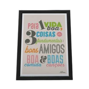 Quadro Com Moldura Amigos, Boa Comida E Boas Canções
