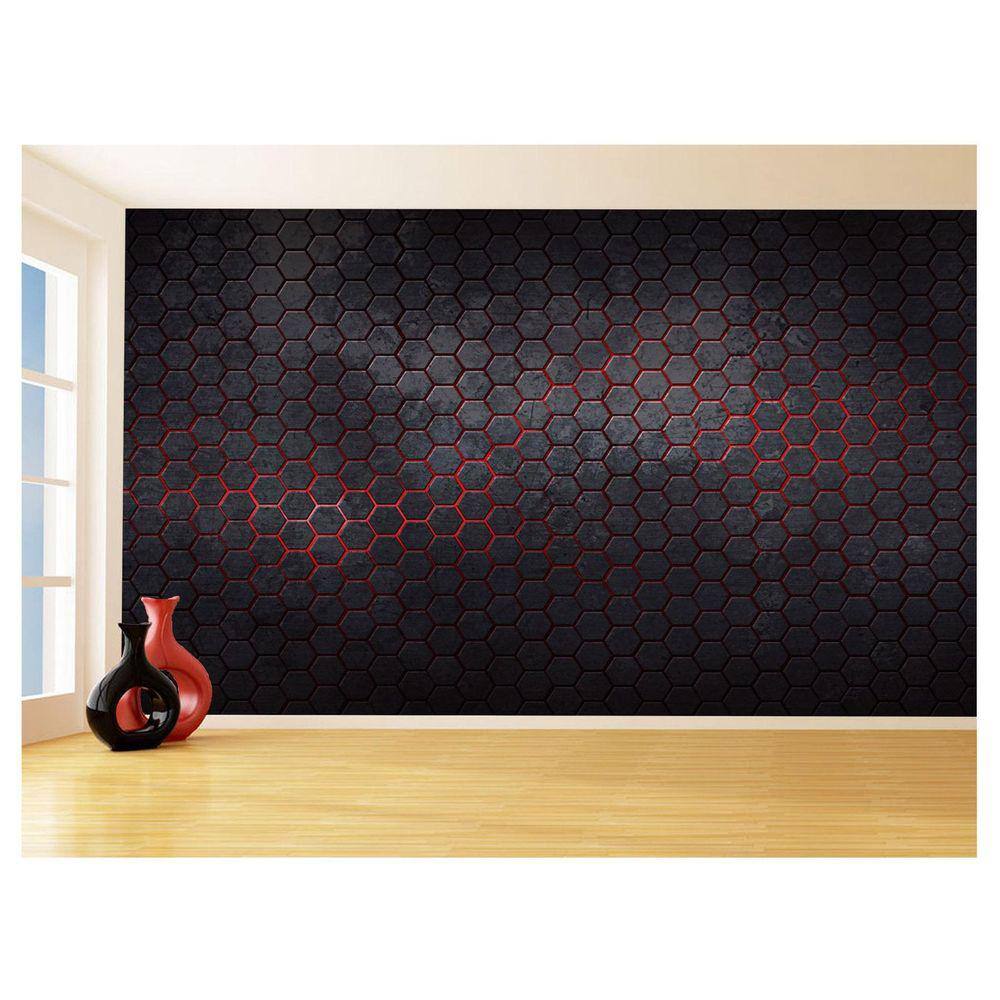 Papel De Parede Colméia Moderno Gamer Vermelho 3,5M Txt46