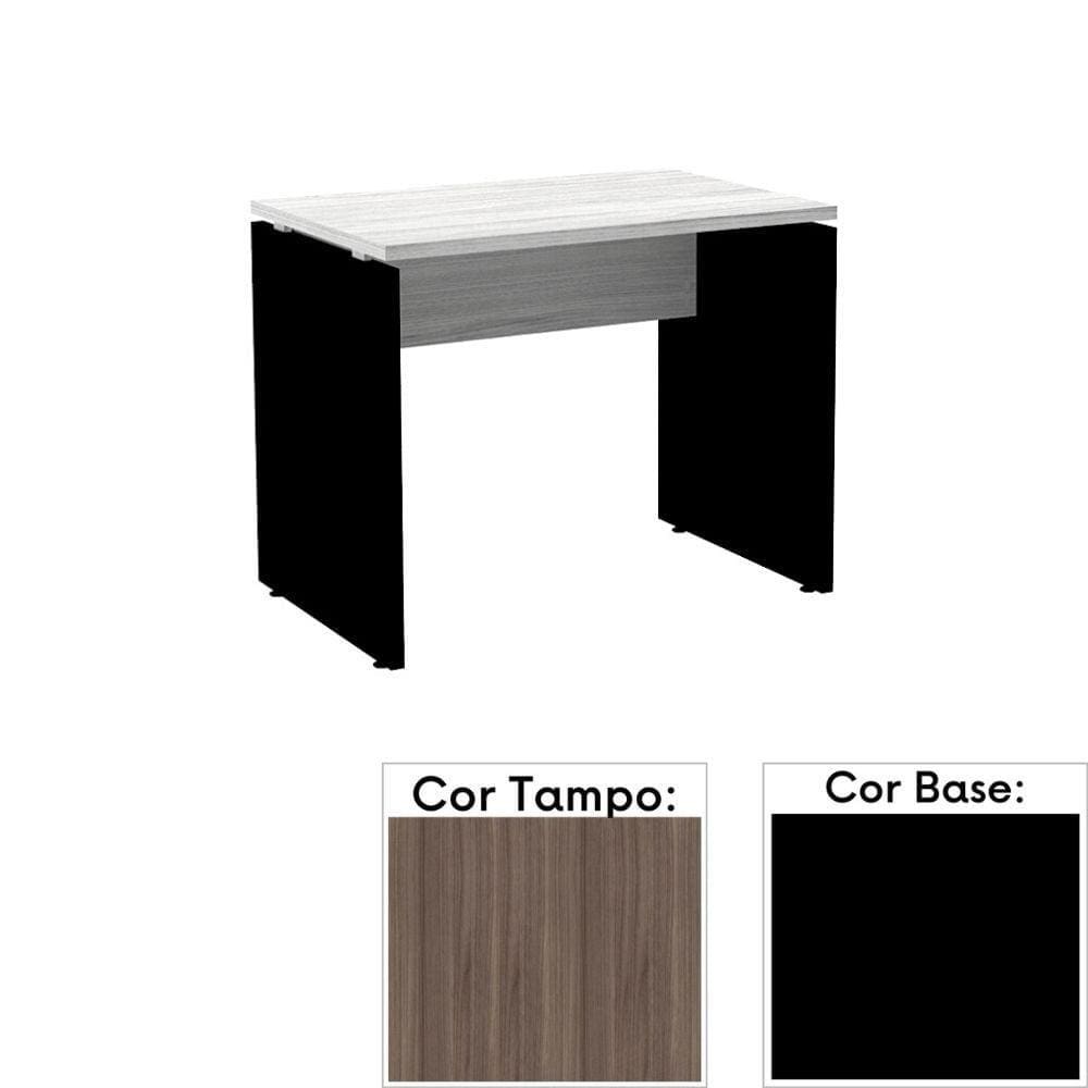 Mesa de Escritório Pé Painel PE25 em MDP 150 x 70 cm Cor Walnut e Base Preta