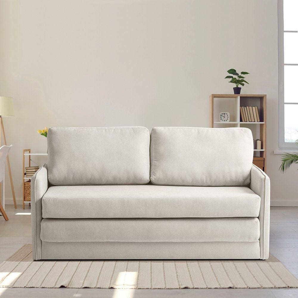 Sofa Cama 2 Lugares 153x68x86cm Charlie BEGE/VELUDO
