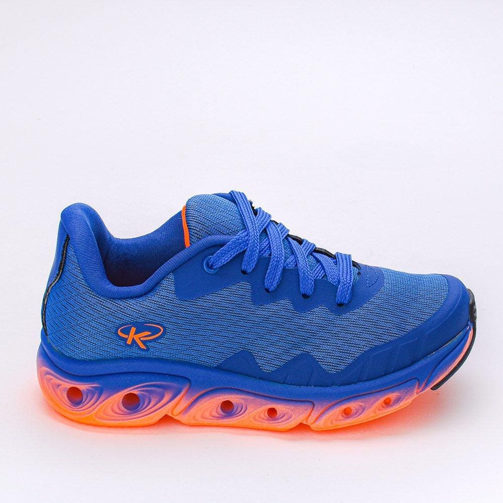 Tênis Infantil Esportivo Kidy Impulso Azul e Laranja Neon