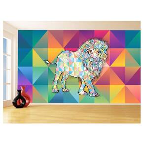 Papel De Parede Animais Pop Art Leão Rei Selva 3,5M Pxa45