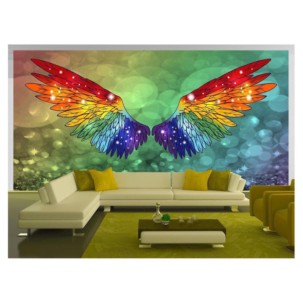 Papel De Parede 3D Arte Asas Selfie Insta Cores 3,5M Tra277