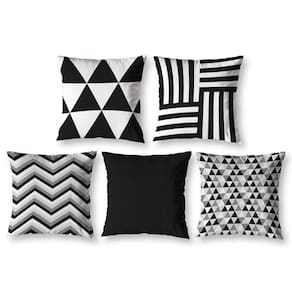 Kit 5 Almofadas Cheias 40Cm X 40Cm Estampadas Geo Preto