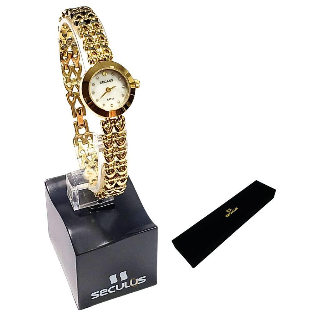 Relógio Seculus Feminino Analógico Dourado Mini 23696LPSVDB1