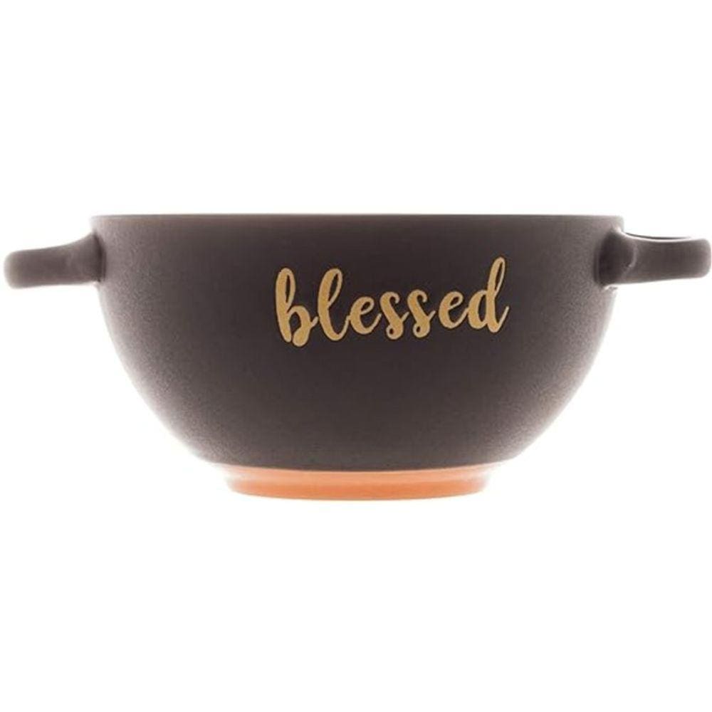 Consume de Cerâmica Bowl Blessed Preto Matt/Laranja 12cm x 7