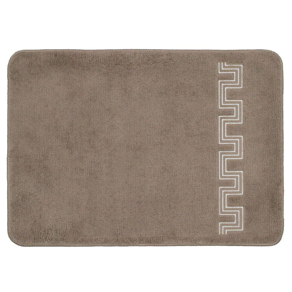 Tapete de Banheiro Ou Quarto Poliester Base Antiderrapante Vizapi Greco 70x120cm Marrom