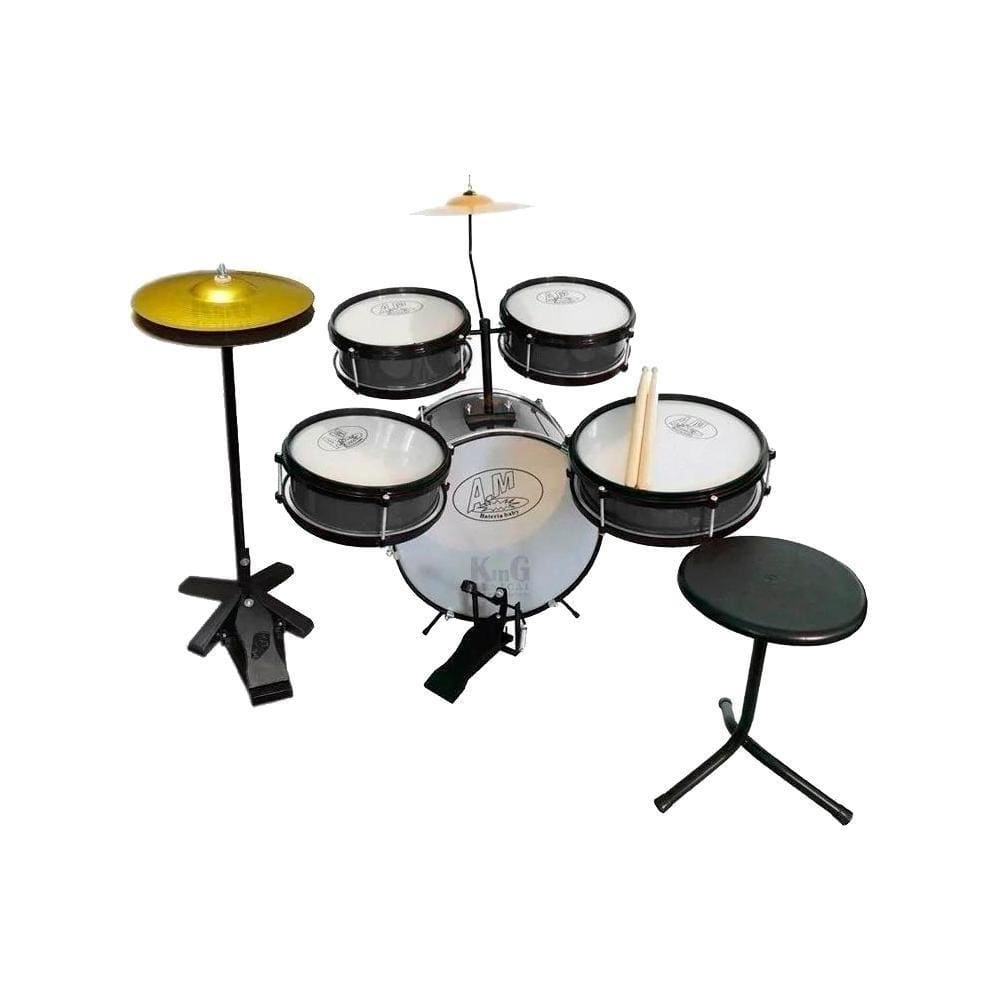 Bateria Infantil Rock Baby Preta Completa Com Chimbal E B