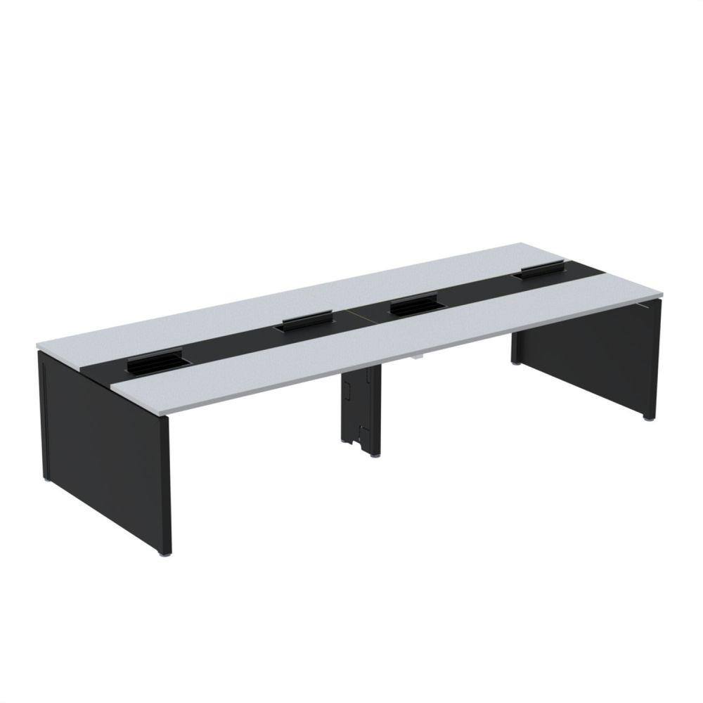 Mesa de Plataforma Dupla para 4 Pessoas Corporativa 160x140/4p Cinza/Preto