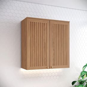 Armário Aéreo 2 Portas Ripado 80cm Yasmin Espresso Móveis Marrom