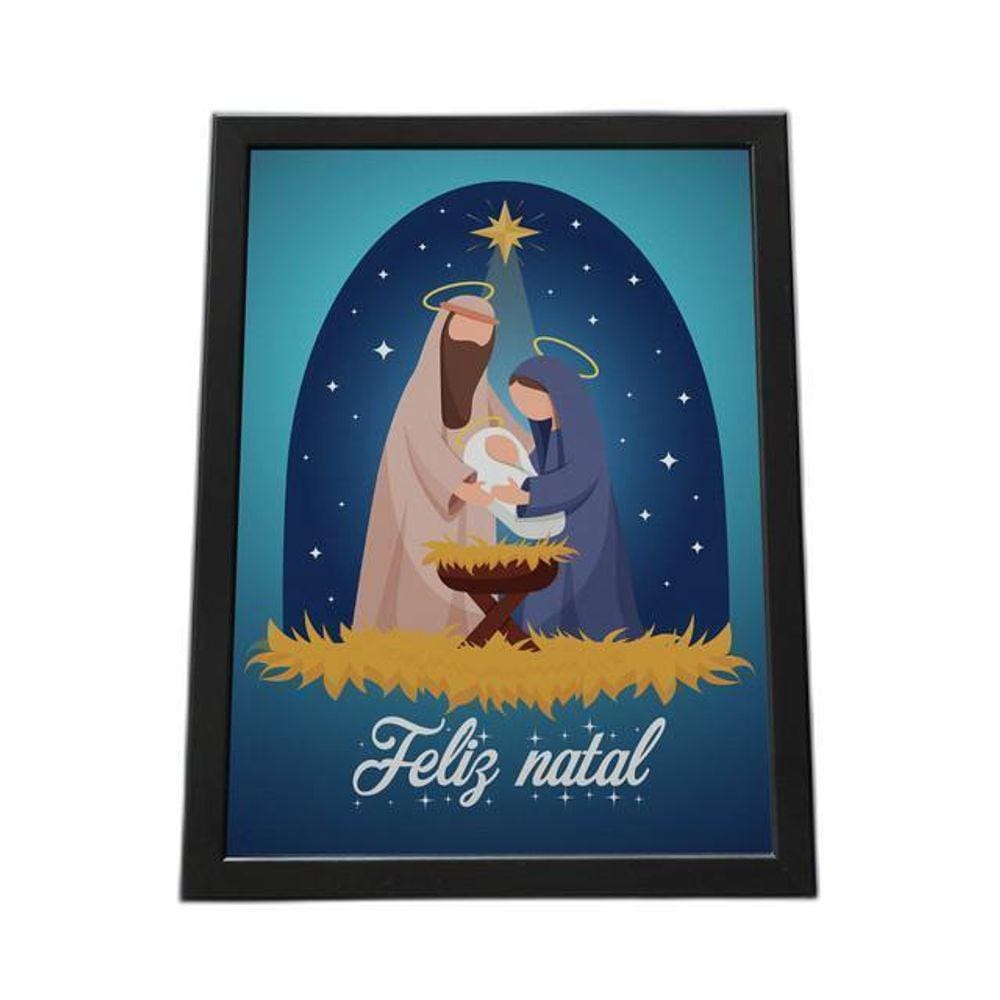 Quadro Com Moldura Feliz Natal Presepio