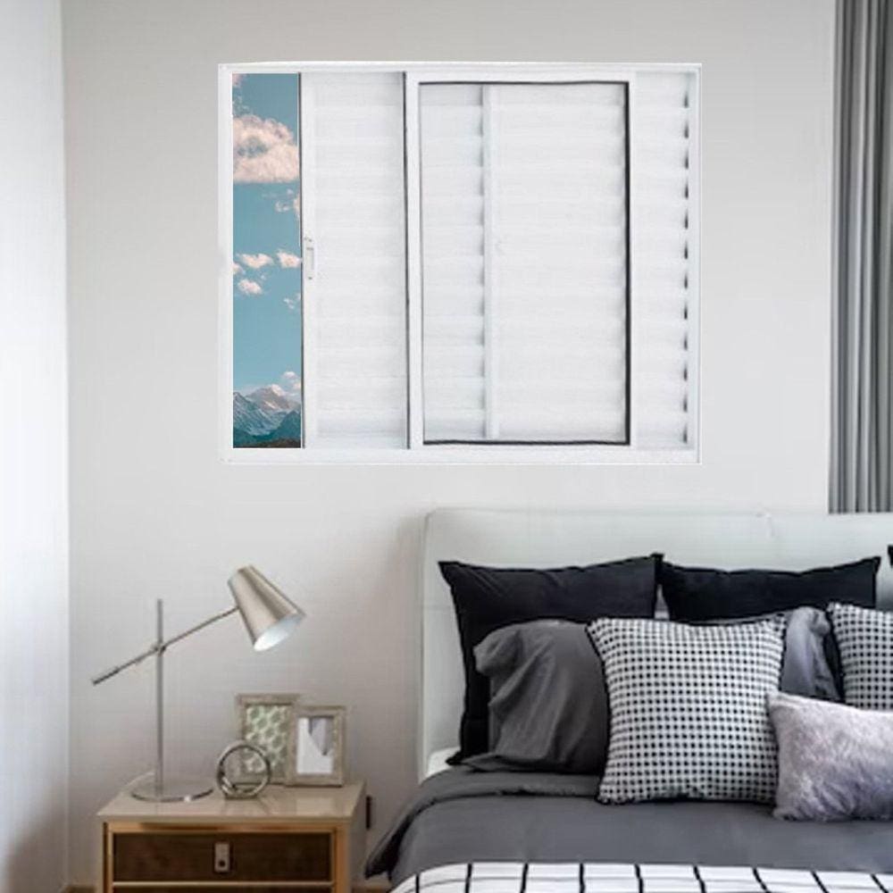 Janela Veneziana de Alumínio 3 Folhas 100 x 100cm Linha Modular Branco