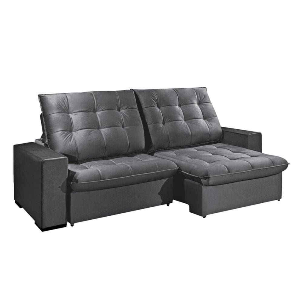 Sofá 3 Lugares Brasil 220 Cm Konfort King Cinza
