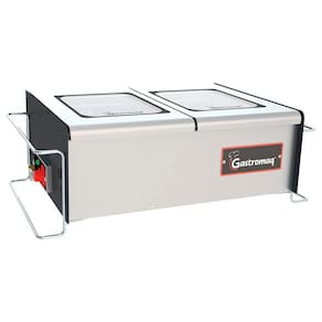 Buffet de Mesa Aquecido Gastromaq Super Luxo Inox 2 Cubas Tampa Vidro 127V BTME 02 SL V