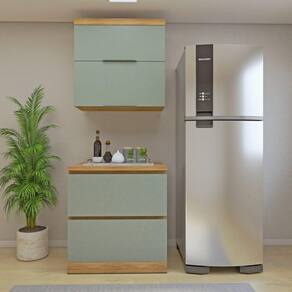 Cozinha Millena 2 Peças 80cm 100% Mdf Yescasa Marrom/Verde