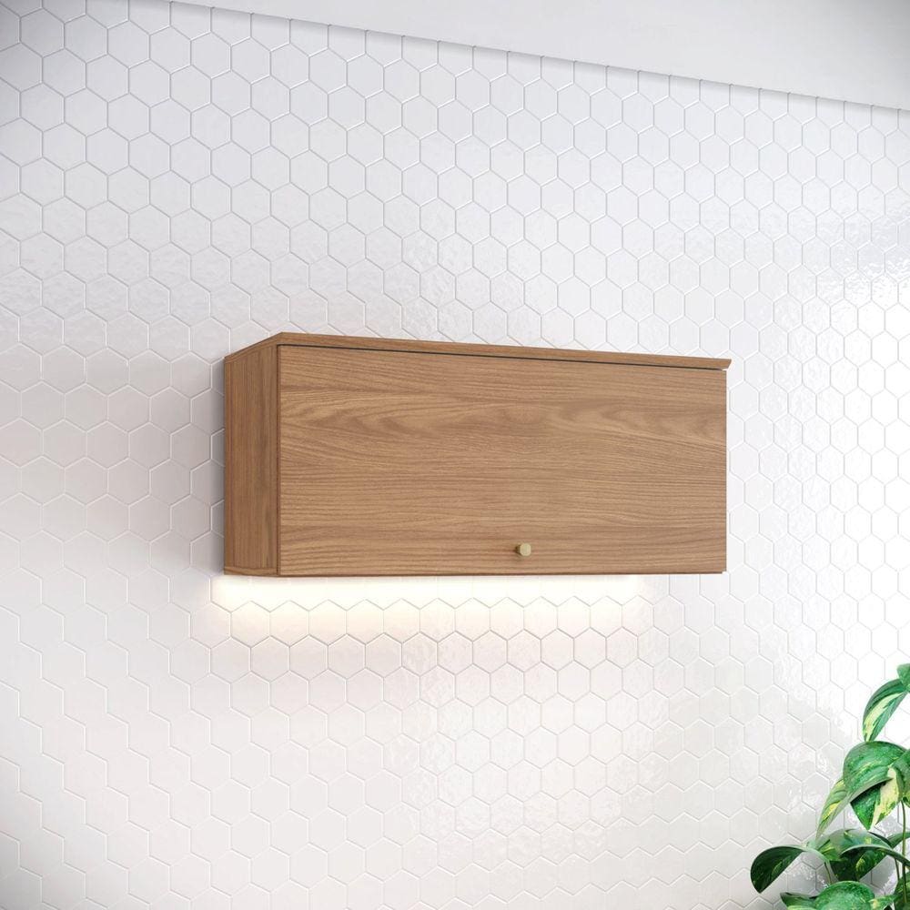 Armário Aéreo 1 Porta Basculante 80cm Yasmin Espresso Móveis Marrom