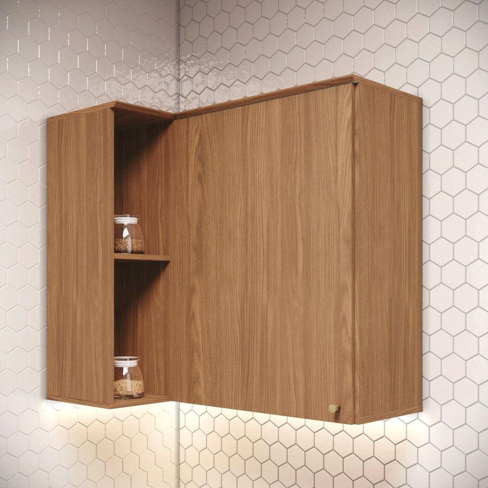 Armário Aéreo Canto Reto 1 Porta Yasmin Espresso Móveis Marrom