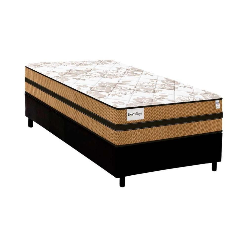 Cama Box Solteiro: Colchão Molas Ensacadas Plumatex MasterPocket Smart Milano + Base CRC Courano Black(88x188)