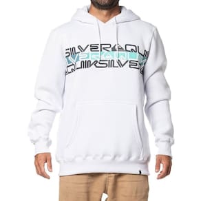 Moletom Quiksilver Canguru Word Block 280G WT24 Branco