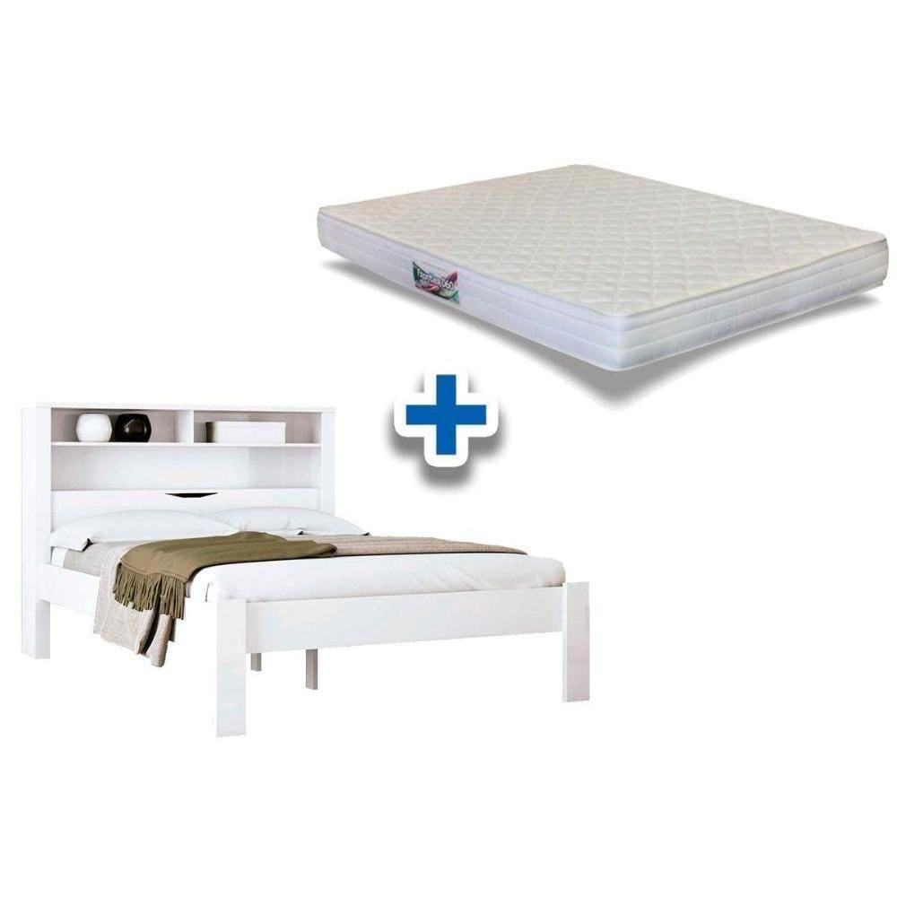 Colchão Casal Ortopédico Herval + Cama Invicta Branco