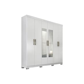 Guarda Roupa Casal 6 Portas E 3 Gavetas C/ Espelho Clara Branco - Panan