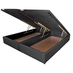 Box Baú Orthocrin Preto King Bipartido - 193x203x31