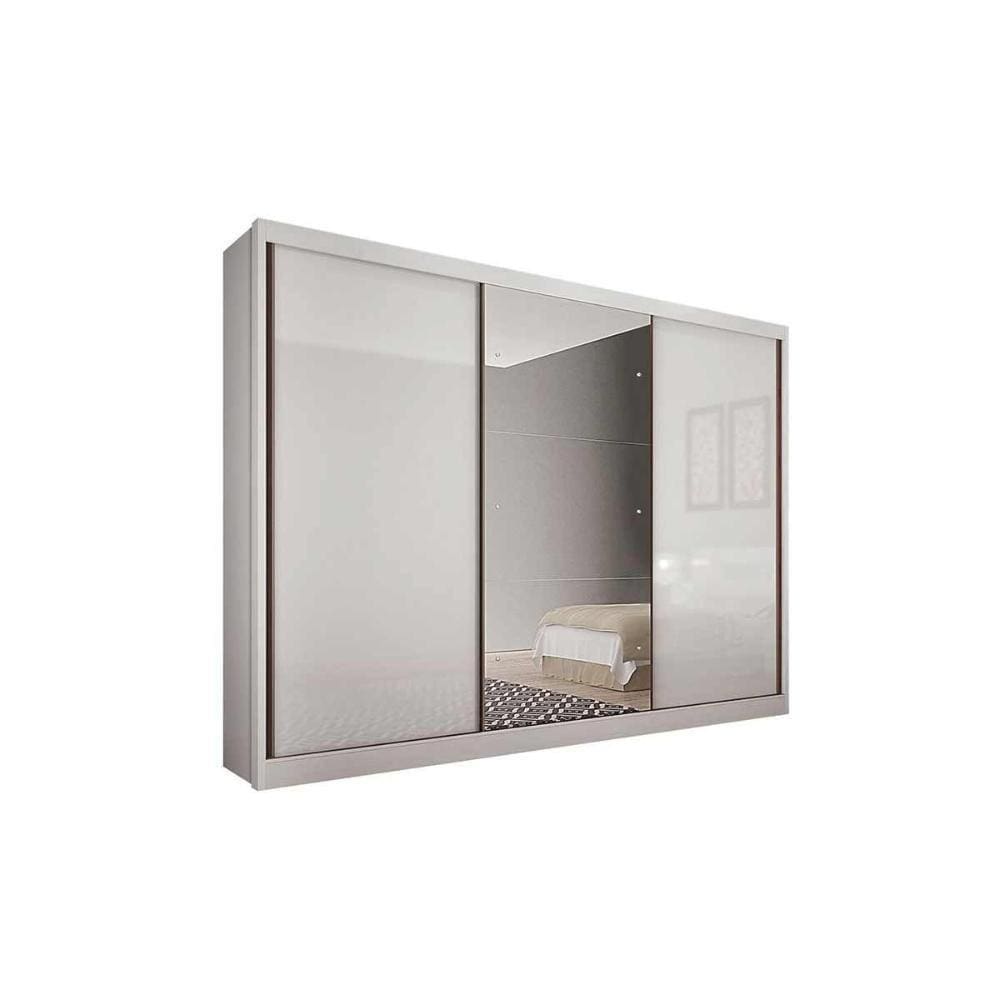 Guarda Roupas 3 Portas De Correr E 4 Gavetas C-Espelho Toulon Plus Branco - Novo Horizonte