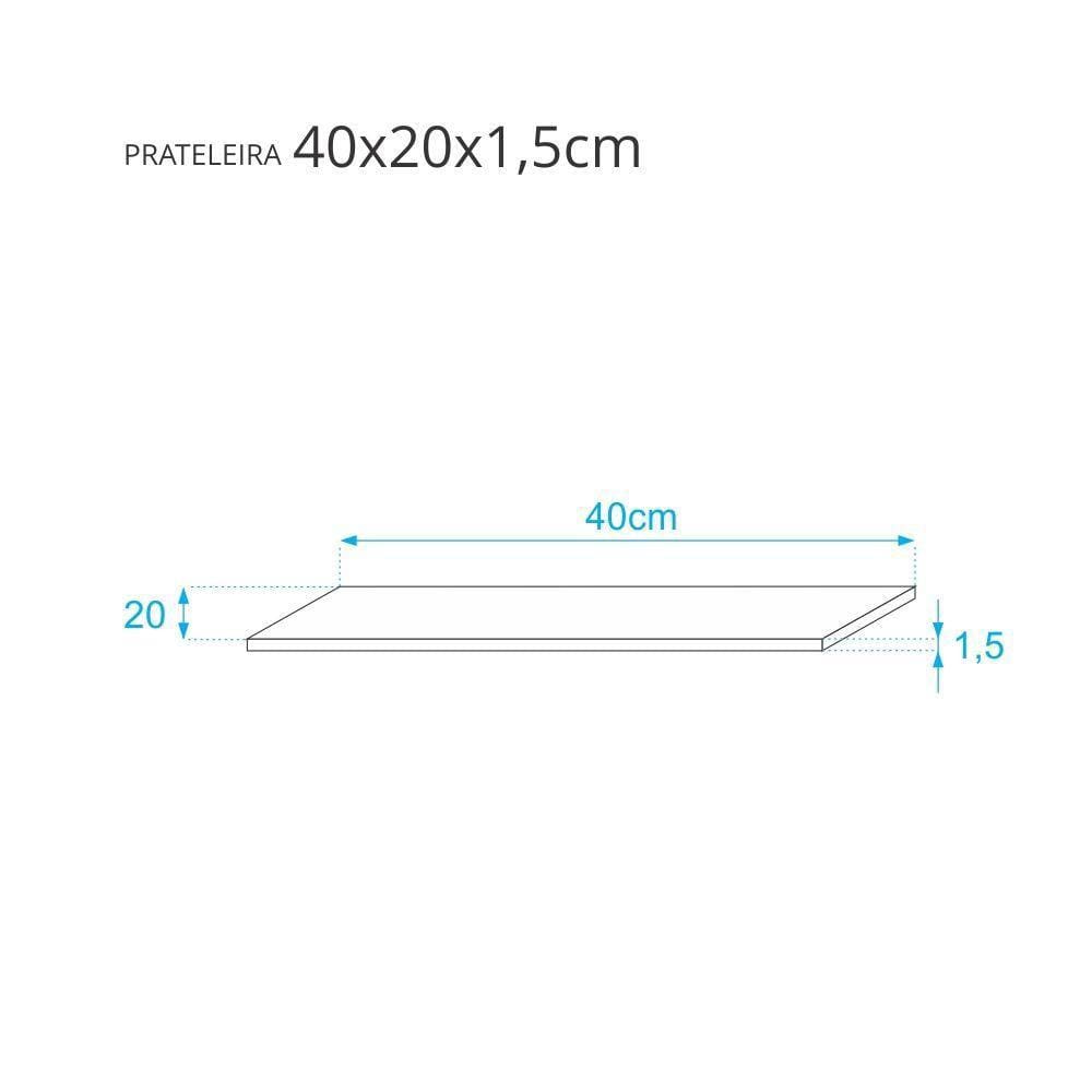 Kit com 3 Prateleiras 40 x 20cm Suporte Invisivel - Cor Nogal Malaga (madeira escura)