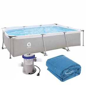 Piscina Estrutural Retangular 3701 Litros Forro e Bomba Filtrante Avenli Jilong 220v
