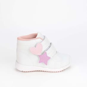 Tênis Cano Alto Bebê Feminino Kidy Colors Patches Branco