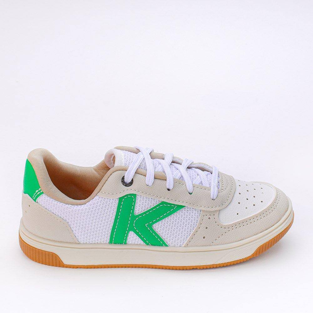 Tênis Infantil Casual Kidy Firenze Bege Natural e Verde