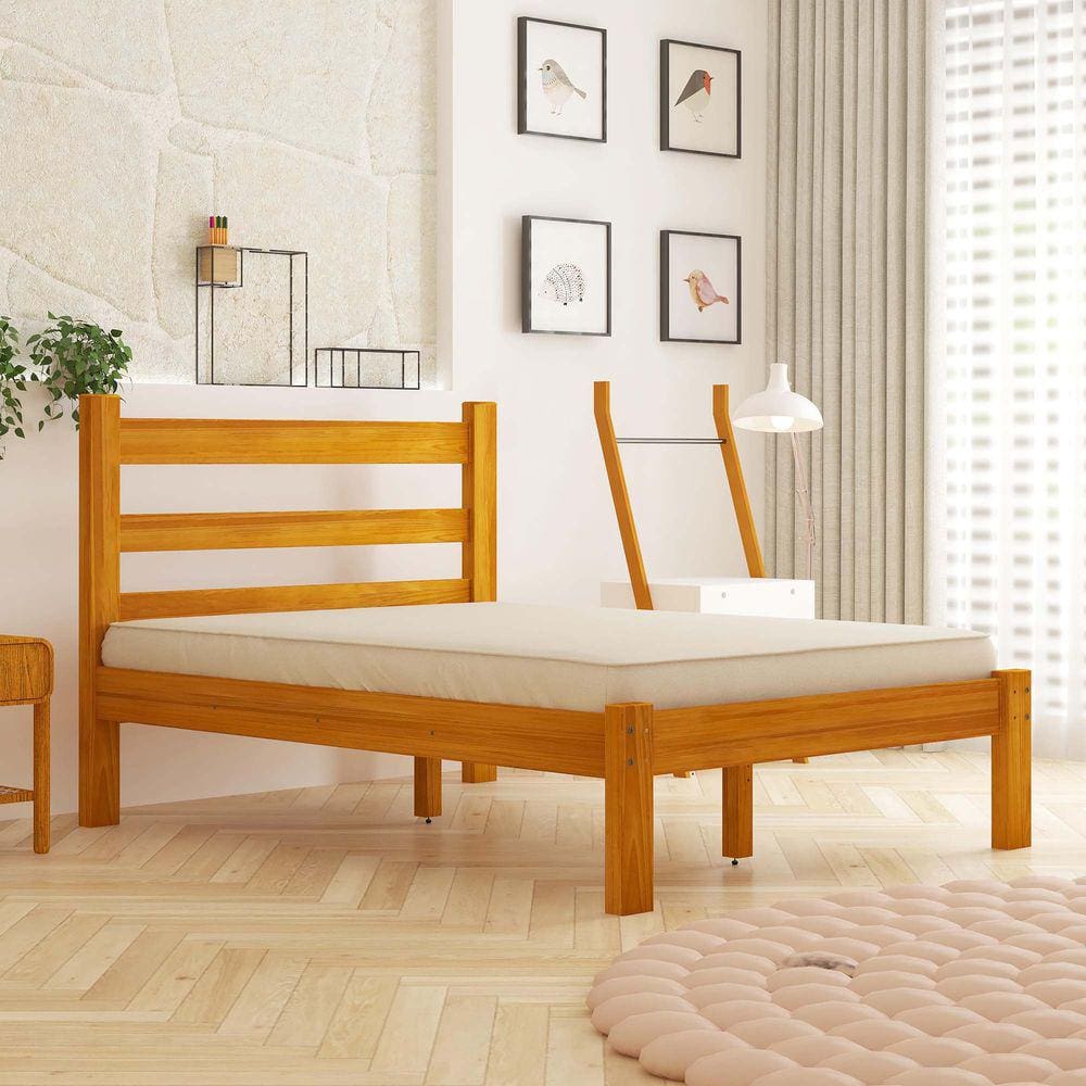 Cama Casal Em Madeira Maciça Reforçado Rubi Nemargi