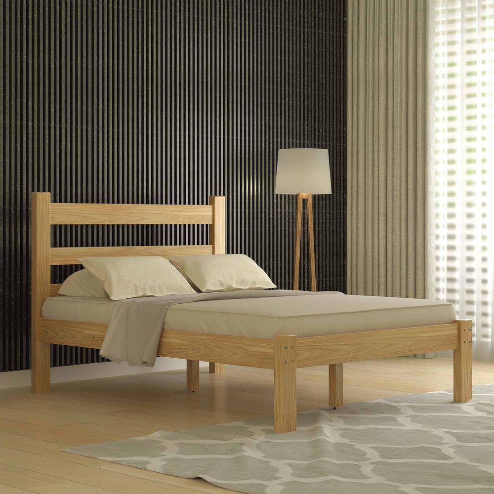 Cama Casal Em Madeira Maciça Reforçado Rubi Nemargi