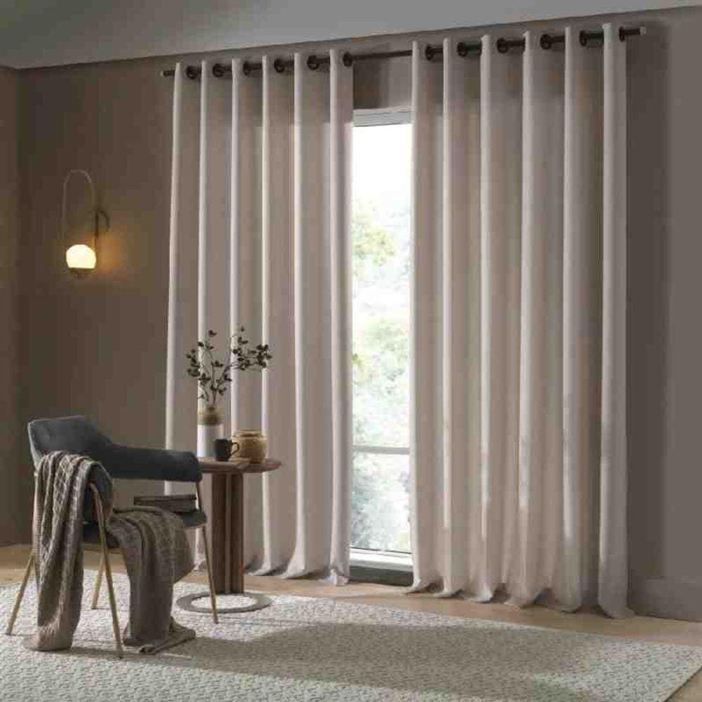 Cortina Rústica Fenícia 4,20 x 2,50 m Linho Areia Bella Janela