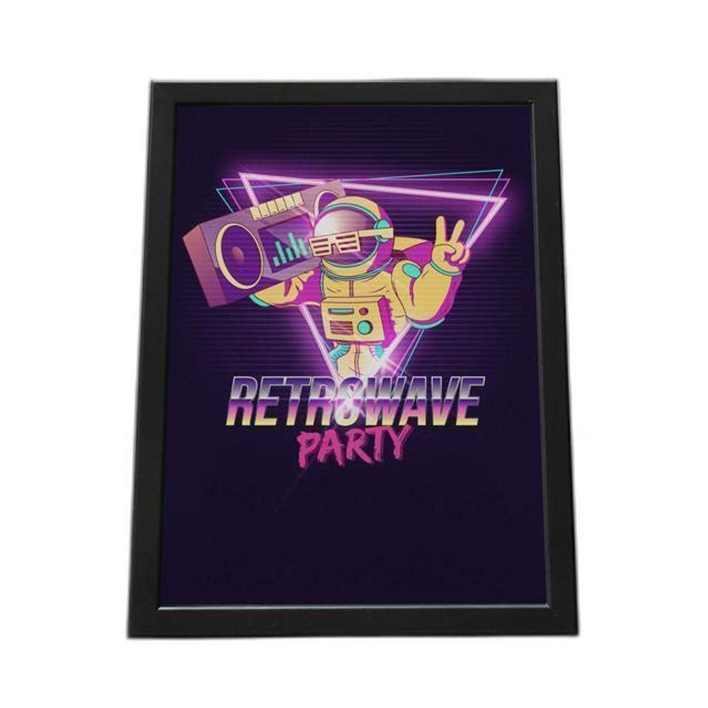 Quadro Com Moldura Retrowave Astrounata Com Som