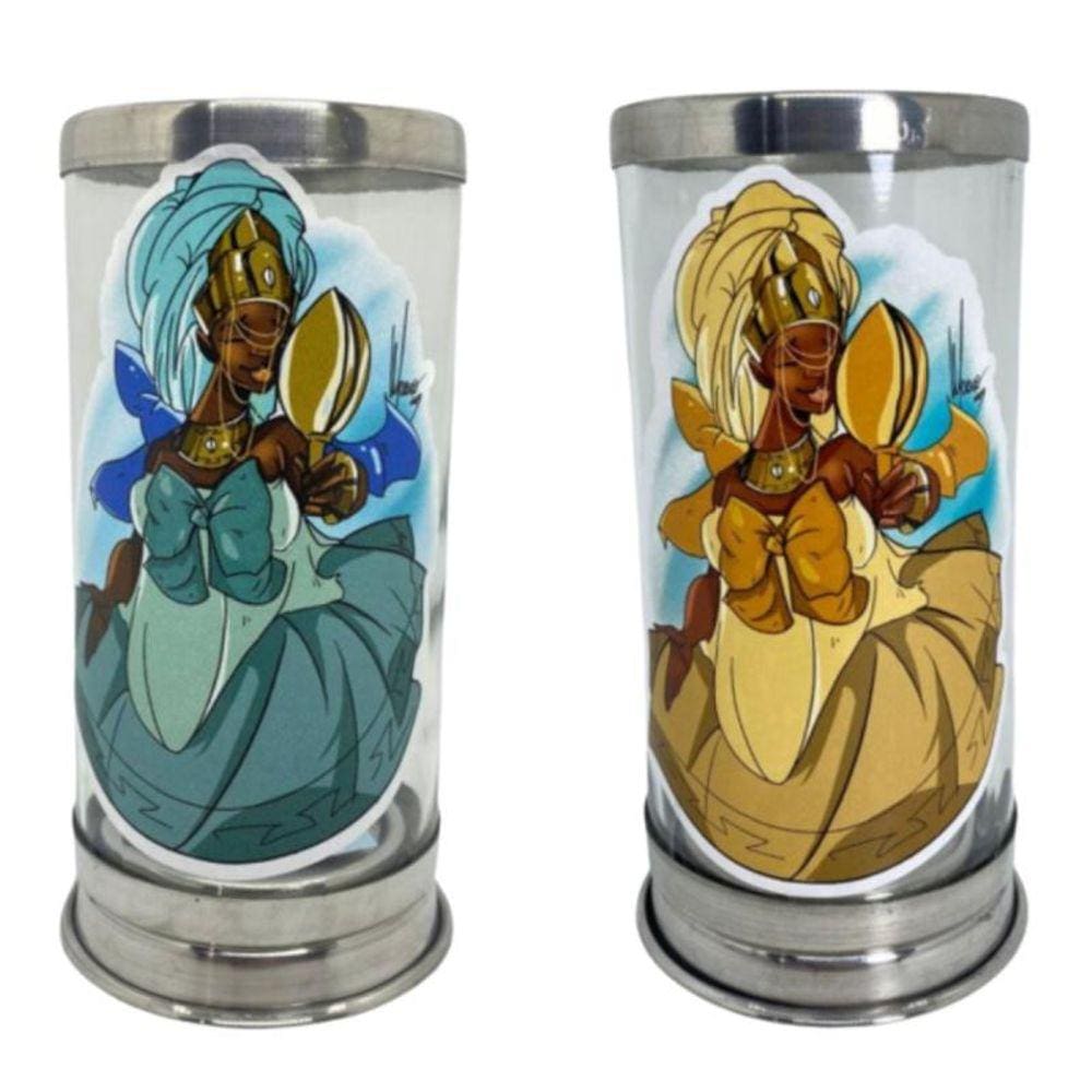 Suporte Vela 7 Dias Orixá Oxum 18Cm Em Vidro-Escolha A Cor